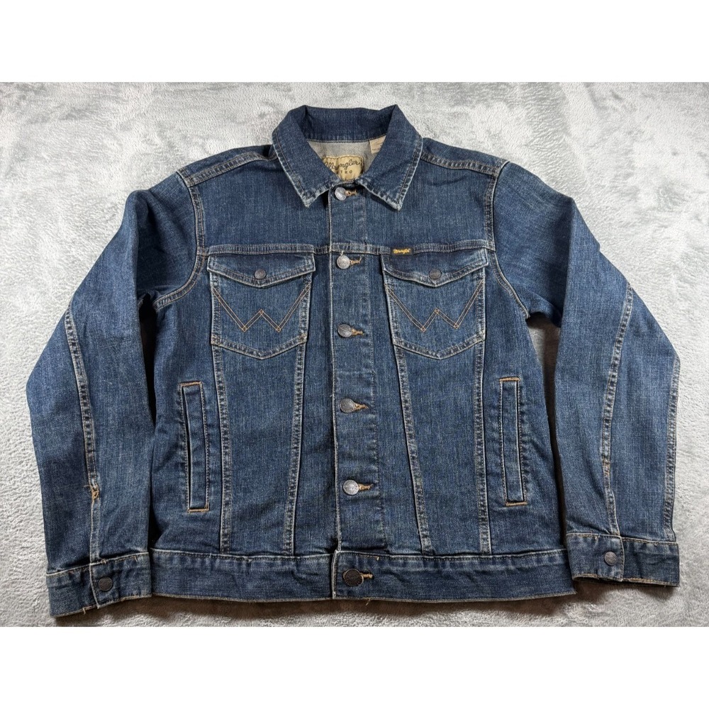 Wrangler Retro Denim Jacket Mens Small Blue Jean Trucker Western Cowboy